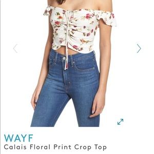 WAYF Calais Floral Print Crop Top